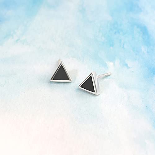 Boma Jewelry Sterling Silver Triangle Inlay Stud Earrings