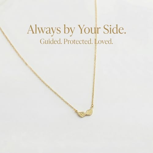 Gold Silver Pendant Necklace for Women, Dainty CZ Jewelry Gift | 14K Gold Silver Plated, Cubic Zirconia Pearl Charm, Trendy Layered Necklace, Adjustable Chain, Waterproof, Hypoallergenic - color: Gold-Angel Wings