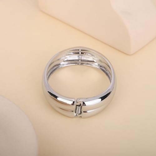 Grunge Minimalist Metal Wide Irregular Oval Bangle Cuff Bracelet Hammered Open Wrist Cuff Gothic Chunky Bangle Statement Bracelets for Women