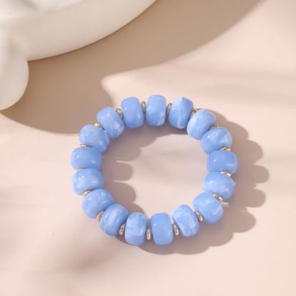 Colorful Beaded Bracelets Boho Jewelry for Women Multicolor Resin Chunky Bracelet Summer Vacation Outfits Beach Gifts - color: Blue
