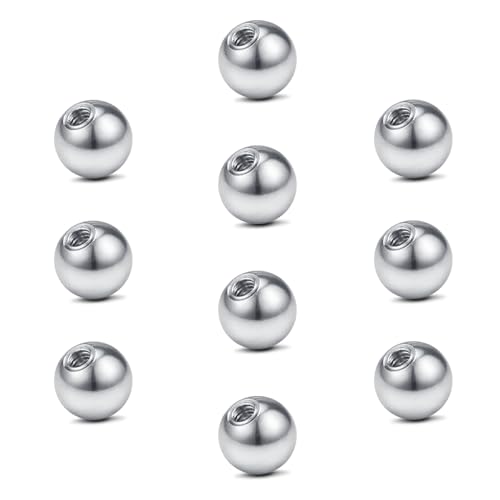 vcmart 16G 3mm Replacement Balls & 14G 5mm Piercing Balls Externally Threaded Nipple Industrial Tongue Belly Nose Lip Ear Piercing Barbell Parts - color: 1 -16G, 3mm balls, silver 10pcs