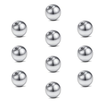 vcmart 16G 3mm Replacement Balls & 14G 5mm Piercing Balls Externally Threaded Nipple Industrial Tongue Belly Nose Lip Ear Piercing Barbell Parts - color: 1 -16G, 3mm balls, silver 10pcs