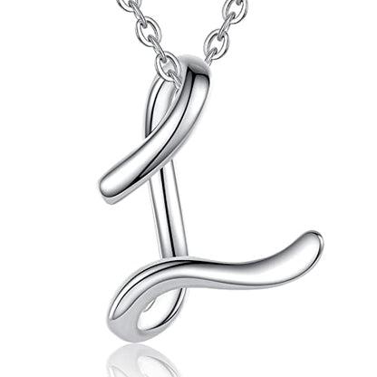 EUDORA Sterling Silver Initial Necklaces for Women, Classic 26 Letter Neckless Gifts for Girls, Sister, Mother Daughter, 18 inch Chain - style: L