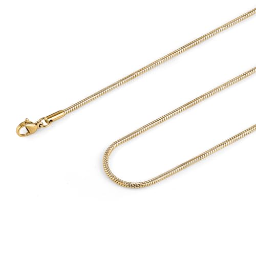 HZMAN Snake Chain Necklace for Men Women Thin Stainless Steel Chain Necklace Hip Hop Men's Choker Necklace 16"-30" Jewelry Gift - color: 0.9mm-Gold, size: 16.0In