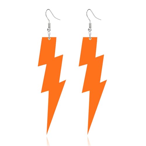 ONLYJUMP Acrylic Exaggerated Lightning Earrings Statement Punk Retro Geometric Delicate Neon Personalized Earrings Accessory Jewelry for Women - color: Exaggerated Orange