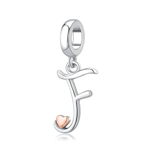 Letter Charms for Pandora Bracelets 925 Sterling Silver Alphabet Initial Charms Bead Jewelry Gift for Women - style: Initial F