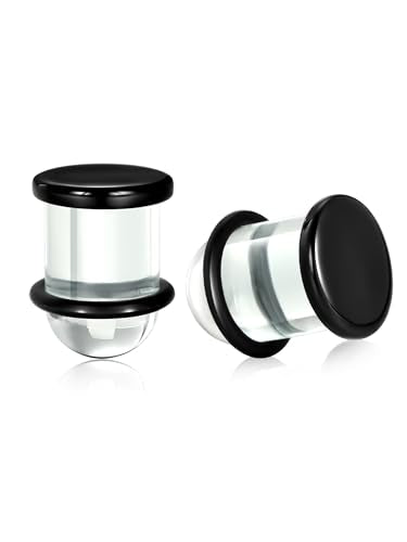 Aumeo One Pair Glass Gauges for Ears Single Flare Glass Plugs for Women and Men - color: Black-Flat, size: 12mm