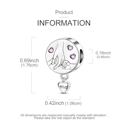 Hapour 925 Sterling Silver Charm for Bracelet Necklace Women Pendant Beads | Virgin Mary Charm, Religious Cross Heart Dragon European Jewelry Mom Charm - color: Mom Forever Love