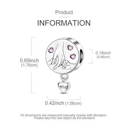 Hapour 925 Sterling Silver Charm for Bracelet Necklace Women Pendant Beads | Virgin Mary Charm, Religious Cross Heart Dragon European Jewelry Mom Charm - color: Mom Forever Love