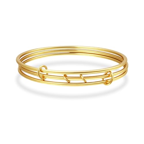 YBMYCM Gold Silver Stackable Bracelets for Women, 18K Gold Plated Two-Toned Connected Bangles Trendy Elegant Jewelry Gift - color: Gold, size: Circumference: 7.5inch