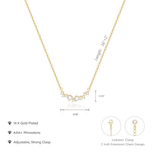 Zeffy Diamond Necklaces for Women, Dainty Gold Necklace 18k Gold Plated Layered Necklaces Simple Gold CZ Diamond Pendant Necklaces for Women Trendy Jewelry Gifts for Girls - color: Gold Multi CZ Necklace