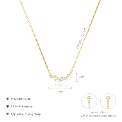 Zeffy Diamond Necklaces for Women, Dainty Gold Necklace 18k Gold Plated Layered Necklaces Simple Gold CZ Diamond Pendant Necklaces for Women Trendy Jewelry Gifts for Girls - color: Gold Multi CZ Necklace