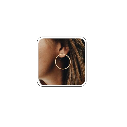 Vintage Large Round Circle Earrings Gold Thin Hoop Big Round Dangle Earrings Minimalist Statement Geometry Hollow Circle Studs Jewelry for Women - color: Gold