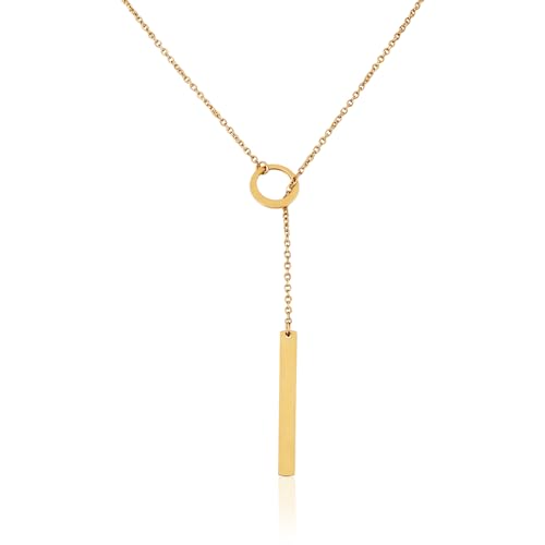 Mikovivi Long Gold Necklace for Women, Dainty Lariat Y-Shaped Pendant Necklace Adjustable Minimalist Jewelry for Women Birthday Holiday Accessories Gifts