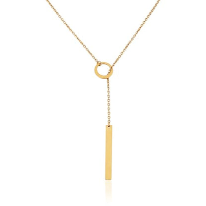Mikovivi Long Gold Necklace for Women, Dainty Lariat Y-Shaped Pendant Necklace Adjustable Minimalist Jewelry for Women Birthday Holiday Accessories Gifts