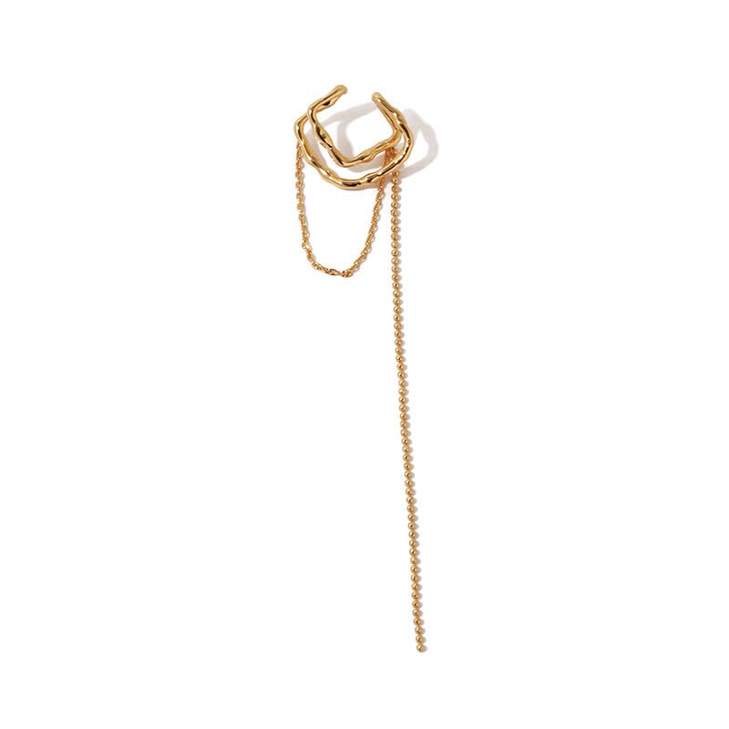 Ear Cuffs Earrings for Women Non Piercing Cartilage Cuff Wrap Clip on Earrings Trendy Pearl Rhinestone Tassel Chain Earrings Jewelry for Women - color: Gold Chain Ear Cuff