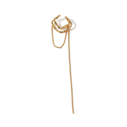 Ear Cuffs Earrings for Women Non Piercing Cartilage Cuff Wrap Clip on Earrings Trendy Pearl Rhinestone Tassel Chain Earrings Jewelry for Women - color: Gold Chain Ear Cuff