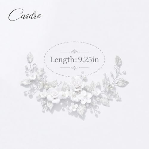 CASDRE Flower Bride Wedding Hair Vine Pearl Bridal Headpiece Leaf Hair Accessories Hair Piece for Women and Girls (A Silver) - color: A Silver