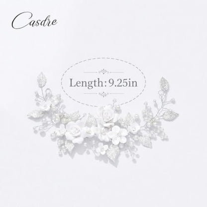 CASDRE Flower Bride Wedding Hair Vine Pearl Bridal Headpiece Leaf Hair Accessories Hair Piece for Women and Girls (A Silver) - color: A Silver