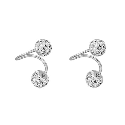 Full of Crystal Ball Cuffs Twist Climber Earrings Hypoallergenic 925 Sterling Silver for Women Cubic Zirconia Cartilage Pierced Crawler Wrap Huggie Studs Helix Earring Shamballa Inspired Fashion Jewelry Birthday Gifts