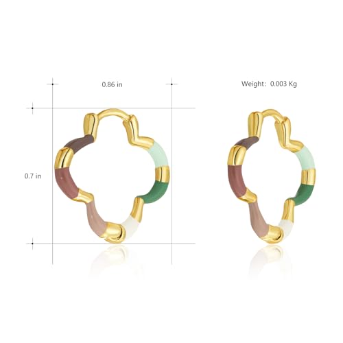 Milan Chiva 14K Gold Plated Small Huggie Dangle Earrings | Lightweight Trendy Heart Dainty Jewelry Hypoallergenic Chunky Gold Hoops Earrings Jewelry Mothers Day Gift for Women - color: I-Multi-Green
