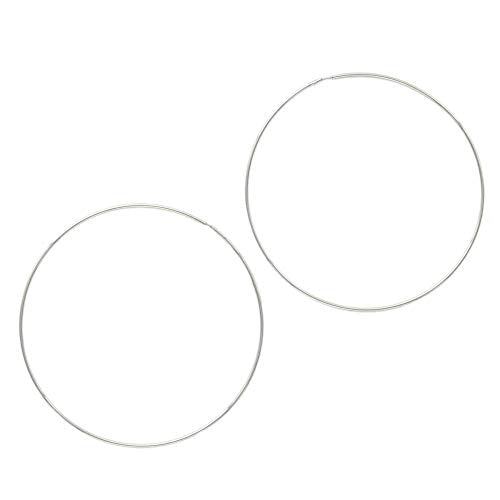 Columbus 14K Gold or Rhodium Dipped Endless Hoops with Sterling Silver Posts - Wire Thin Plated Infinity Hoop Earrings with 925 Post - 40, 50, 60, 70, 80 mm - color: Silver