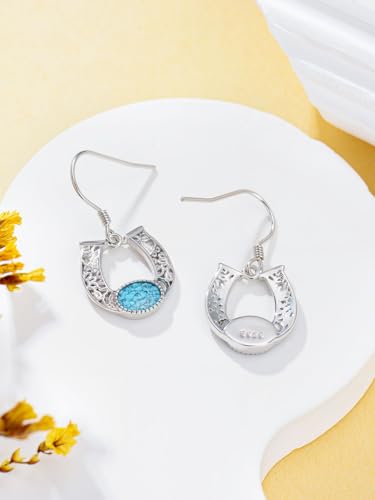 Dorunmo s925 Sterling Silver Western Dangle Drop Earrings Birthday Jewelry Gifts for Women - style: Horseshoe