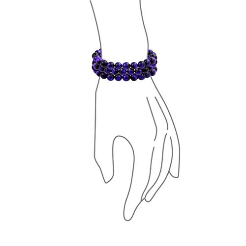 Bling Jewelry Genuine 8MM Gemstone Ball Bead Stretch Bracelet Stackable (3 Set) - color: Purple Tigers Eye