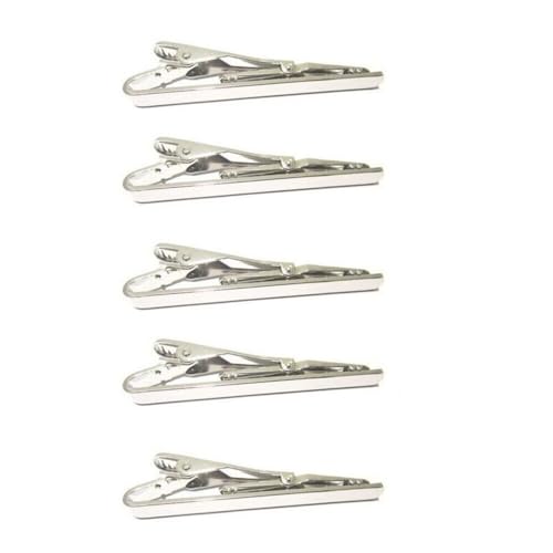 5 Pack Tie Clip for Men Tie Bar Clip Set Formal Business Men's Necktie Clips Shirts Men Slim Tie Pin Clamp, Gold Silver Black,white，Blue antique - color: Silver【5-Pack】