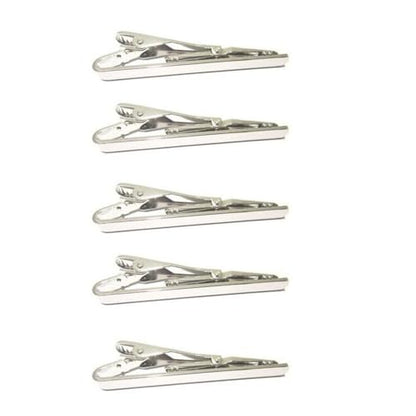 5 Pack Tie Clip for Men Tie Bar Clip Set Formal Business Men's Necktie Clips Shirts Men Slim Tie Pin Clamp, Gold Silver Black,white，Blue antique - color: Silver【5-Pack】