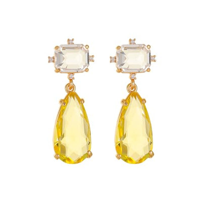 Crystal Earrings CXUEMH Teardrop Earrings for Women Blue and Green Dangle Earrings Elegant Earrings for Prom Emerald Green Earrings Formal Jewelry Crystal Drop Earrings - color: white and yellow