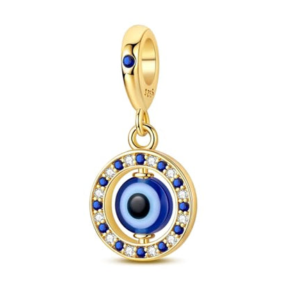 14K Gold Plated Charms for Bracelets Necklace Star Moon Cross Beads Woman | 925 Sterling Silver Charms Butterfly Cute Cat Dog Evil Eye Lucky Bracelet Beads Aesthetic Peandant Jewelry Gift for Mom - color: gold evil eye