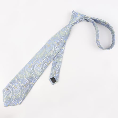 Alizeal Mens Gradient Paisley Necktie and Pocket Square Set | Elegant Design Perfect for Weddings Banquets Business Formal Events - color: 143-light Blue+yellow Green