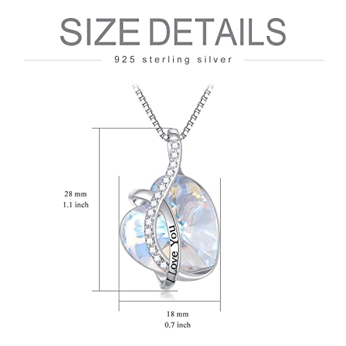 AOBOCO I Love You Sterling Silver 12 Birthstone Heart Pendant Necklace Embellished with Crystals from Austria, Mother's Day Anniversary Birthday Jewelry Christmas Gifts for Women Grandma Nana - color: E-April
