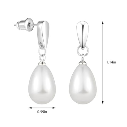 14k Gold Plated Lightweight Pearl Earrings,Trendy Jewelry,Teardrop Hoop Earrings for Women,Pearl Drop Earrings,Elegant Jewelry for Gifts - color: silver-pearl dangle
