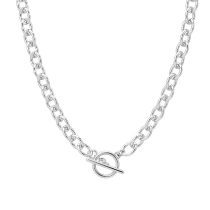CHESKY 14K Gold Plated Chunky Necklace for Women, Trendy Toggle Clasp | Statement Pendant Necklace, Layered Paperclip Chain, Toggle Clasp Design, Thick Gold Chain, Non Tarnish Everyday Jewelry - color: silver, style: paperclip