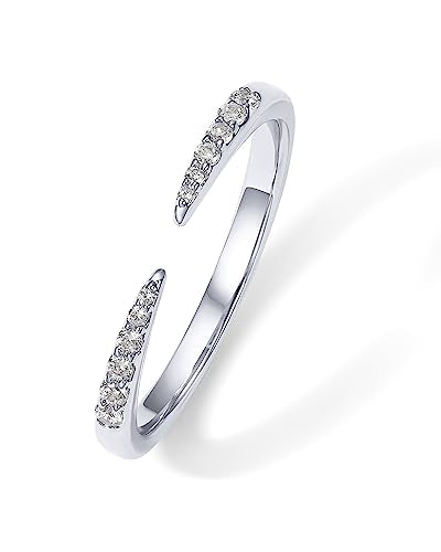 PAVOI 18K Gold Plated Open Eternity Ring | Cubic Zirconia Stacking Bands for Women | Dainty Stackable Rings for Women - color: White Gold