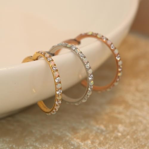 FUNLMO 20G 18G 16G 12G Nose Ring Hoop Conch Rook Daith Helix Tragus Piercing Jewelry 316L Surgical Steel Cartilage Earring Conch Hoop Earring Septum Jewelry Belly Lip Ring 5mm to 14mm - color: Gold-CZ&Opal, 1pc