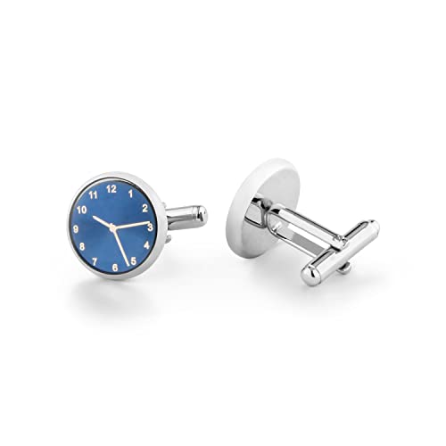 wynameleri Mens Tuxedo Shirt Button and Cuff Links Set, Classic Shirts Cufflink Studs, Formal Business Wedding Jewelry - color: Clock-Blue