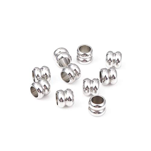 Stainless Steel Spacer Beads 8x9mm Double Threaded Loose Charm Caps Beads for DIY Jewelry Making 10pcs with 6mm Hole - color: 8x9mm 6mm