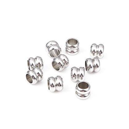 Stainless Steel Spacer Beads 8x9mm Double Threaded Loose Charm Caps Beads for DIY Jewelry Making 10pcs with 6mm Hole - color: 8x9mm 6mm