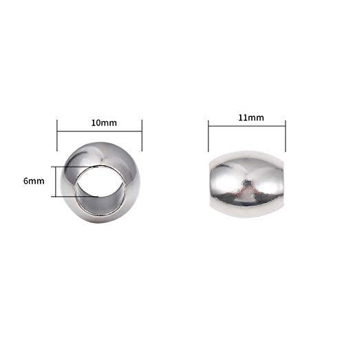 Stainless Steel Spacer Beads 10x11mm Oval Loose Charm Caps Beads for DIY Jewelry Making 10pcs with 6mm Hole - color: 10x11mm 6mm