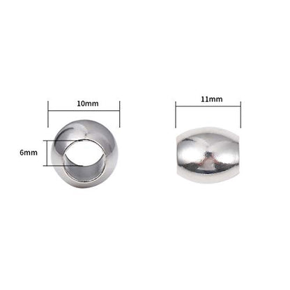 Stainless Steel Spacer Beads 10x11mm Oval Loose Charm Caps Beads for DIY Jewelry Making 10pcs with 6mm Hole - color: 10x11mm 6mm