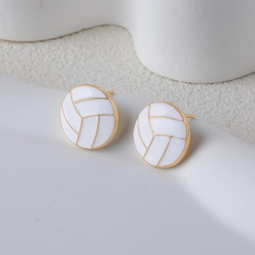 Gold Stud Earring Gifts For Teens Women Hypoallergenic Golf Baseball Football Basketball Soccer Volleyball Sport Earrings For Women - color: volleyball earring
