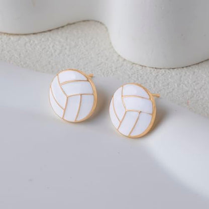 Gold Stud Earring Gifts For Teens Women Hypoallergenic Golf Baseball Football Basketball Soccer Volleyball Sport Earrings For Women - color: volleyball earring