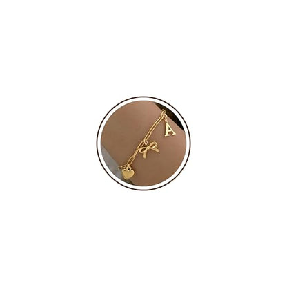 14K Gold Plated Bracelet for Women Simple Jewelry Initial A-Z Bracelet Dainty Chain Gifts for Women Birthday Unique Dainty Letter Charm Bracelet with Bow Anniversaries Gifts for Mother Her Jewelry Gift - style: A-Initial