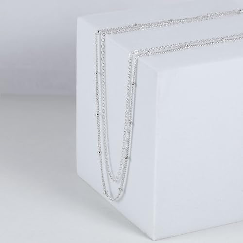 Dainty Sterling Silver Plated Diamond Choker Necklace for Women | Layered Created Diamond Pendent Necklace Set Non Tarnish, Stackable Cuban Chain Choker Jewelry - color: Gold-02