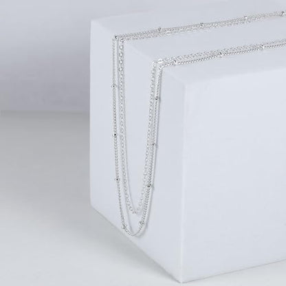 Dainty Sterling Silver Plated Diamond Choker Necklace for Women | Layered Created Diamond Pendent Necklace Set Non Tarnish, Stackable Cuban Chain Choker Jewelry - color: Gold-02