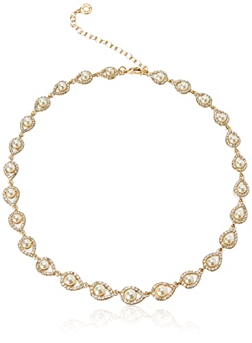 Anne Klein Women's Pearl Collar Necklace, Statement Fashion Jewelry with Pearl Accents and Adjustable Extender for Everyday and Dress Wear - color: Gold Tone Pearl