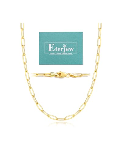 18K Gold Plated and 925 Sterling Silver Paperclip Chain Necklace for Women, 3mm 4mm Women's Chain Necklace, World's Top Craftsmanship Necklace for Women 16 18 20 22 24 26 Inch - color: 4mm Yellow Gold, size: 18 Inch
